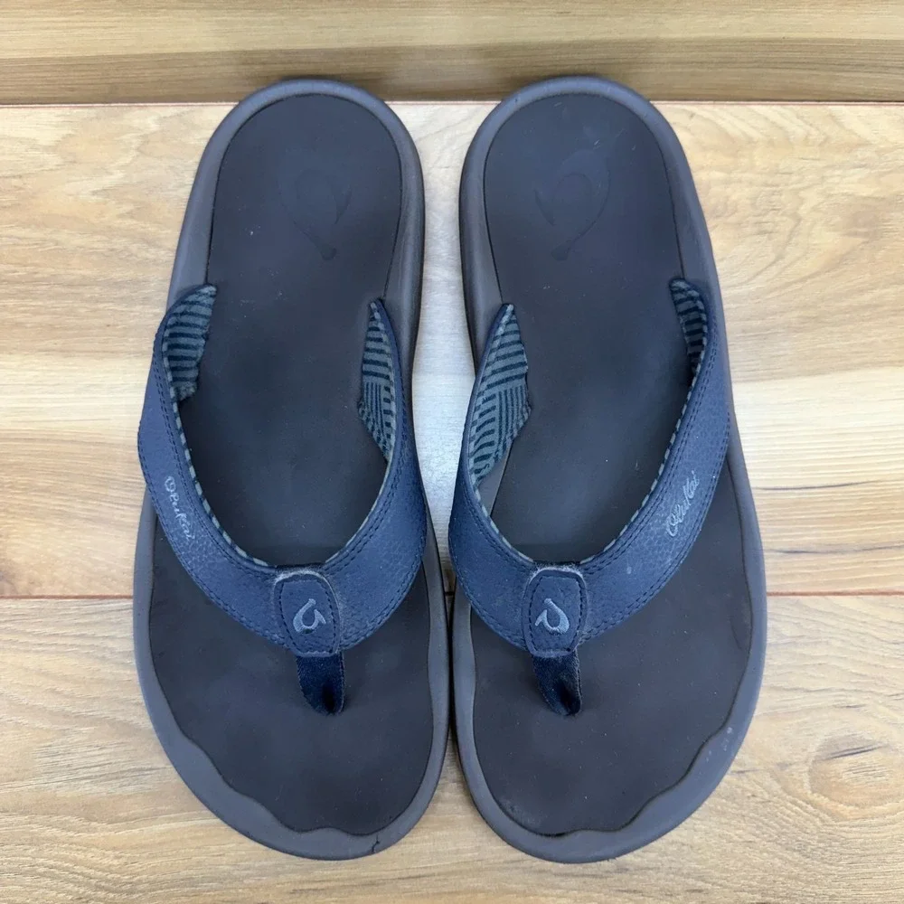 Olukai Ohana Navy Flip Flops Mens 11 EU 44 Sandals Slip On Vacation Pool Travel